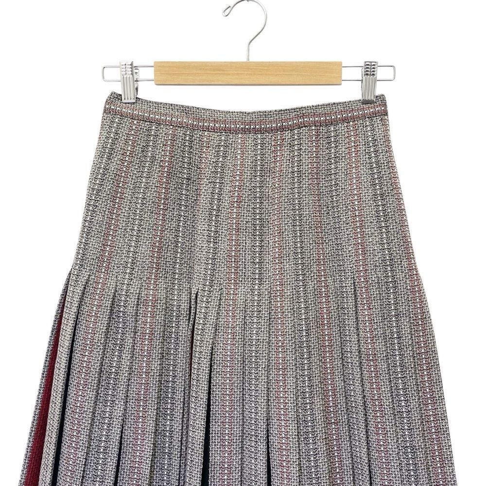Vintage Wool Plaid Pleated Midi Skirt Red Black Cream VTG EU 38 US 8 Modern 2 - Picture 5 of 10
